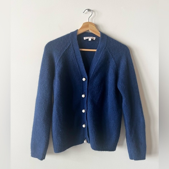 Beautiful Alexa Chung Karlin Cashmere Silk Blend Cardigan Pearl Buttons Small - Picture 6 of 14
